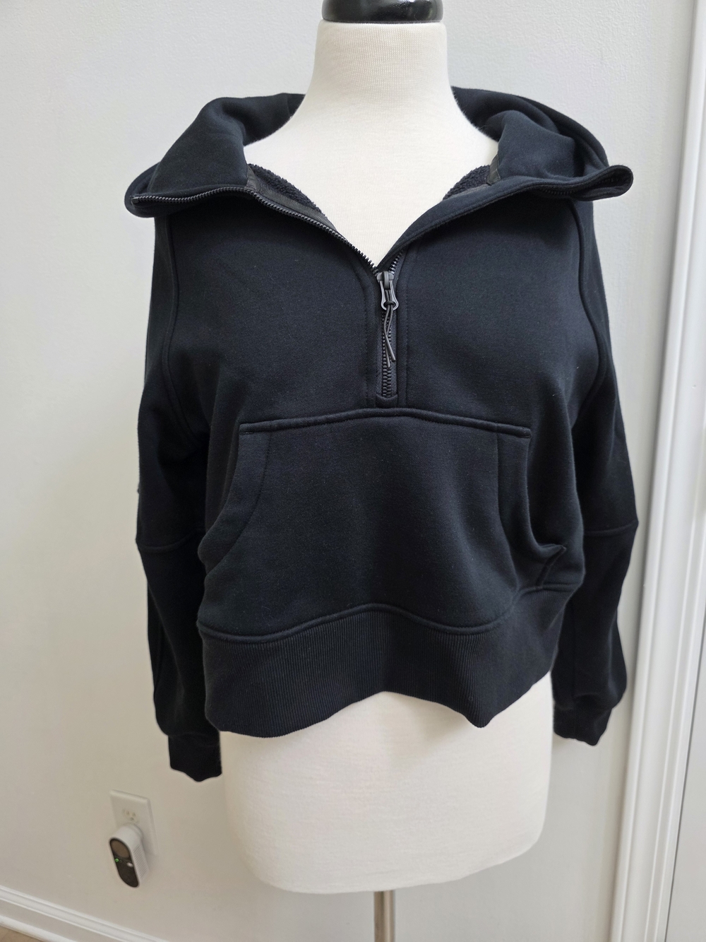 Black Half-Zip Hoodie Sweatshirt - Women